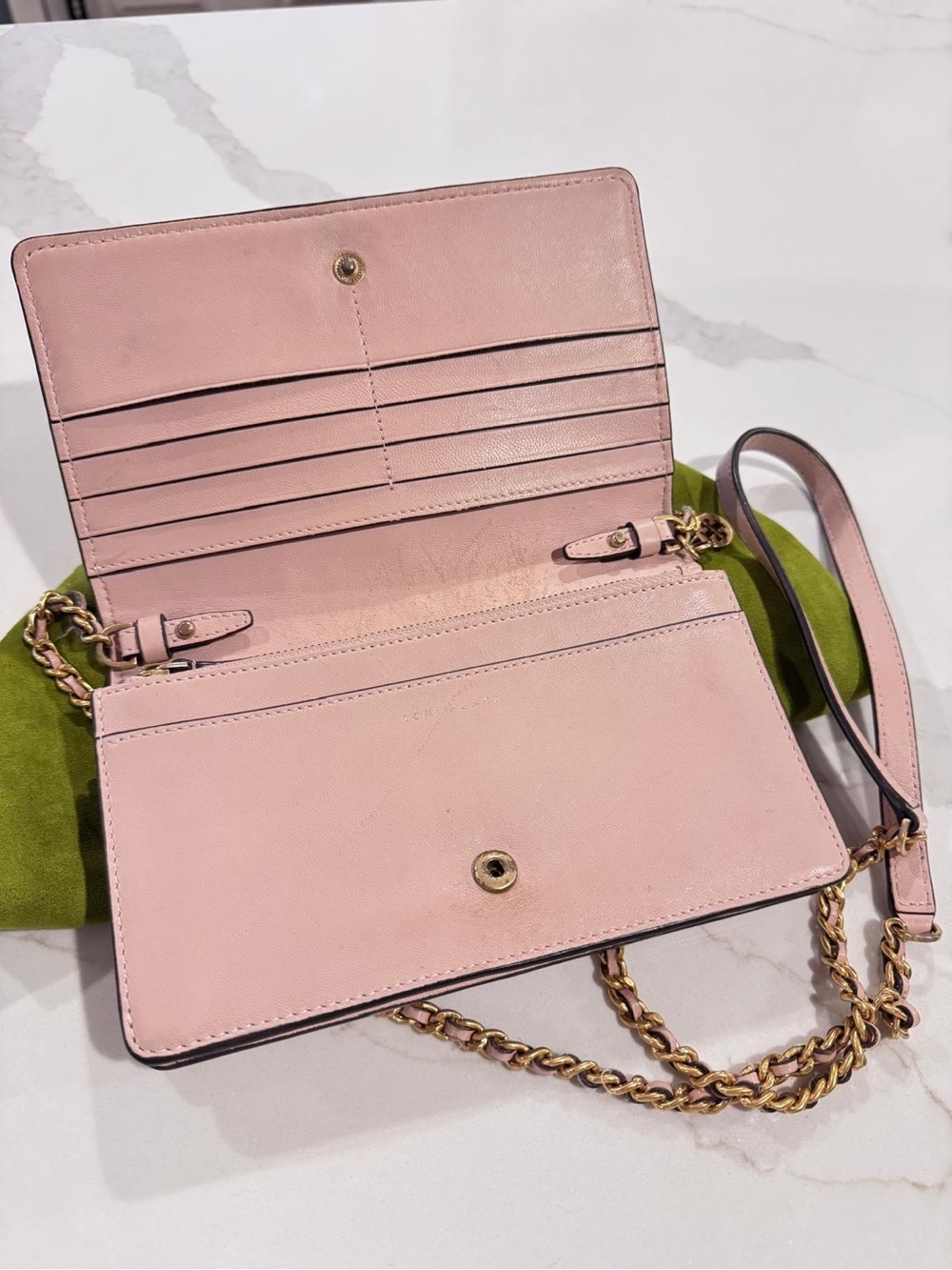 Tory Burch Pink Leather Chain Wallet Crossbody - Unbranded
